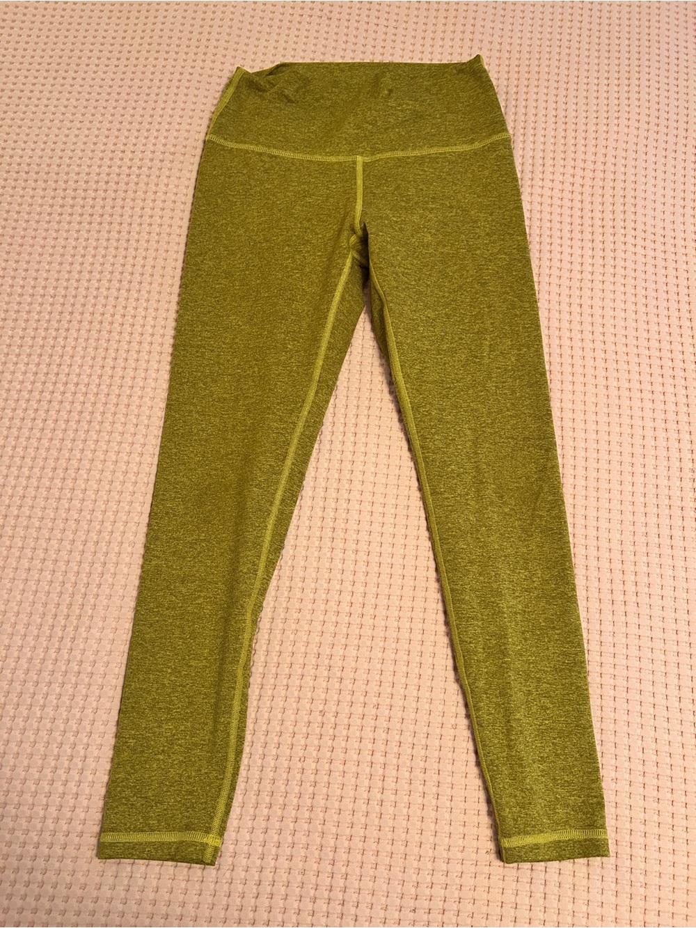 Fleo Bright Olive/Lime Green Heathered High-Waist Leggings